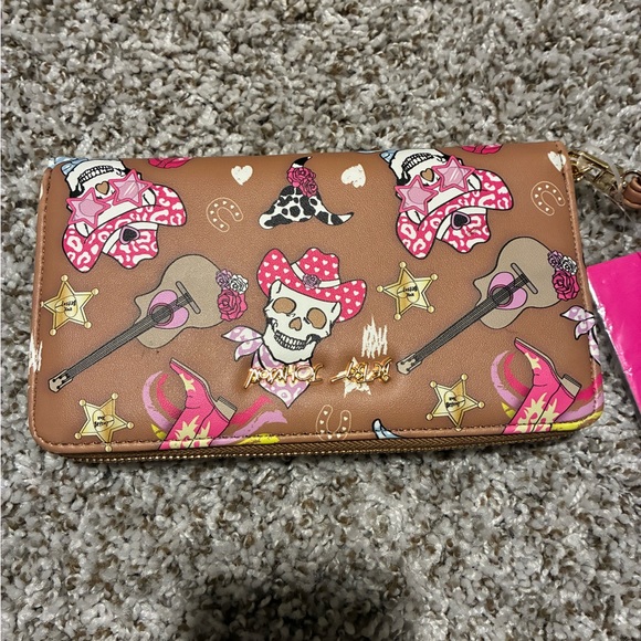 Betsey Johnson Handbags - Betsey Johnson Brown Wallet with Pink and Gold Accents